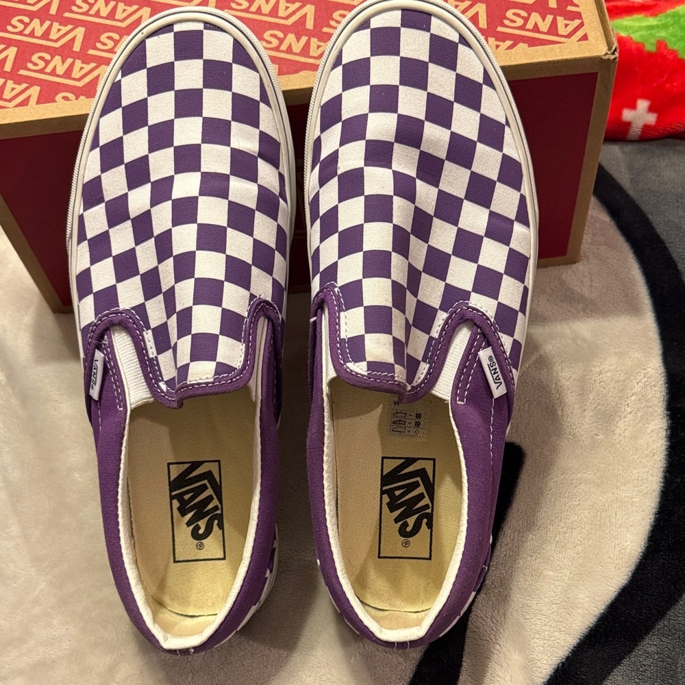 Vans Purple and White Checkered Sneakers